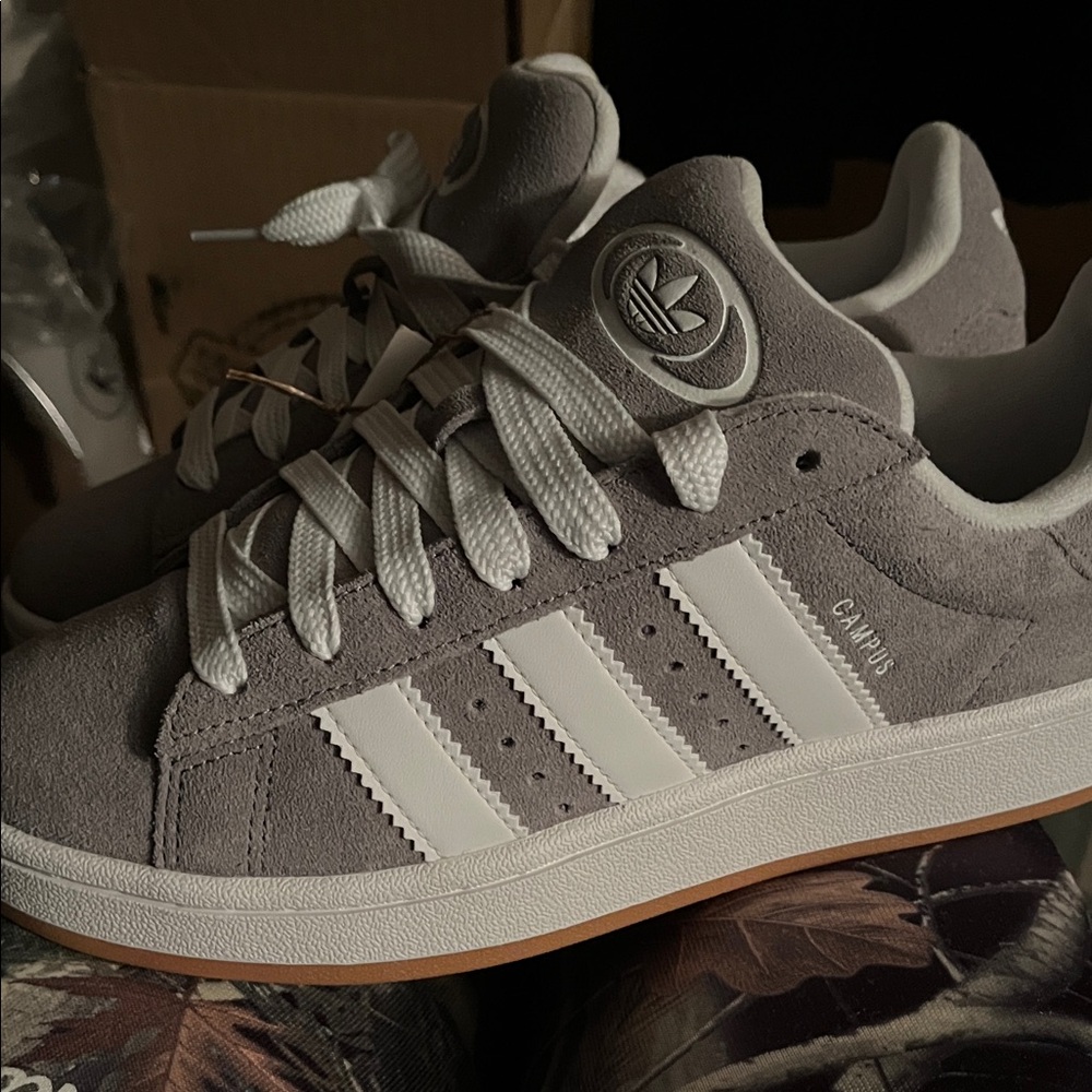 adidas Campus 00s J Grey Suede Sneakers with White Laces